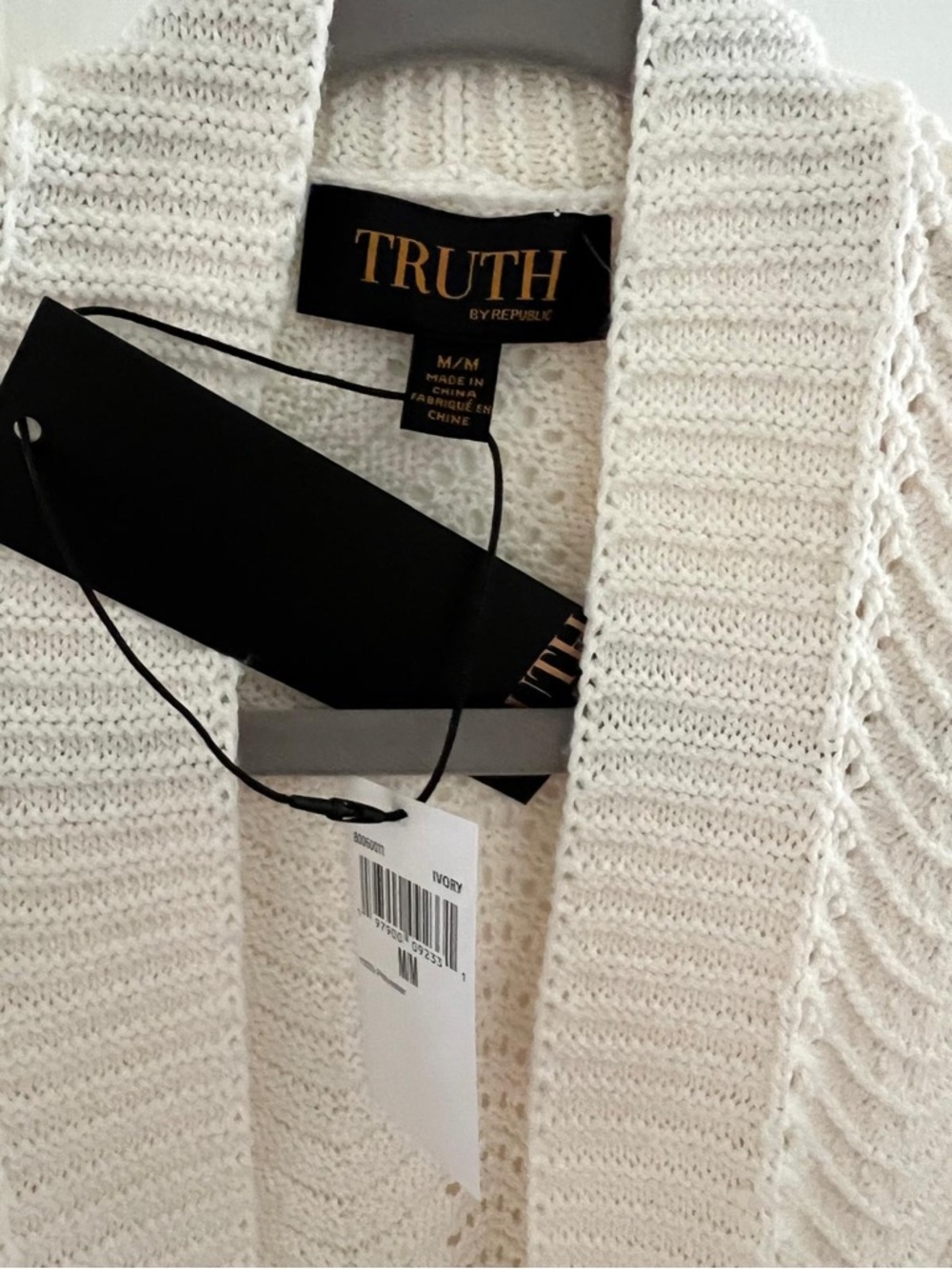 Truth Ivory Textured Knit Open Cardigan